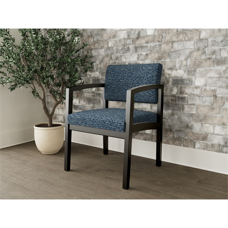 Lesro Industries Wood Waiting Reception Guest Chair Wood Frame in Blue