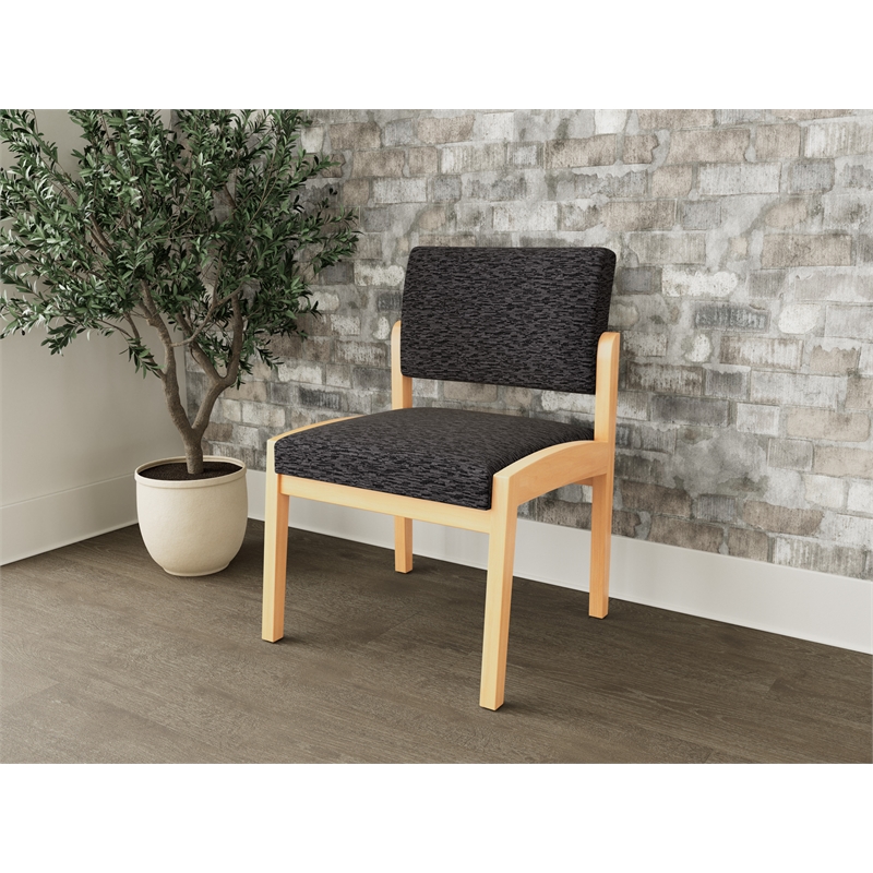 Lesro Industries Wood Waiting Reception Armless Guest Chair in Black
