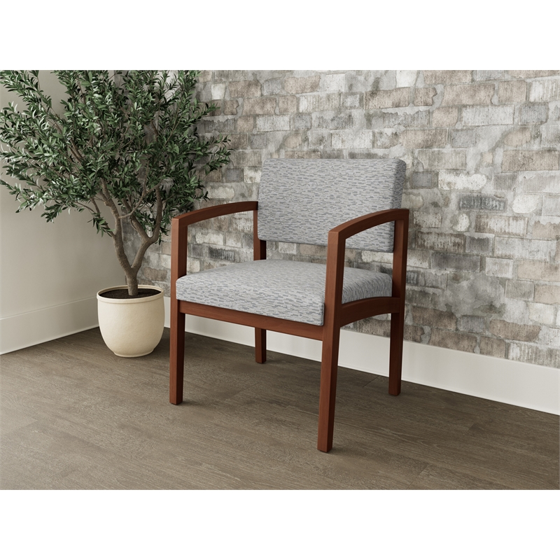 Lesro Industries Wood Waiting Reception Wide Guest Chair Wood Frame in Gray
