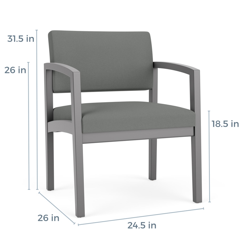 Lesro Industries Wood Waiting Reception Wide Guest Chair Wood Frame in Gray