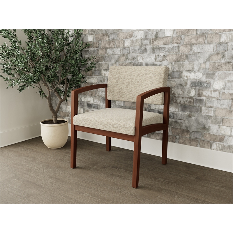 Lesro Industries Wood Waiting Reception Wide Guest Chair in Brown