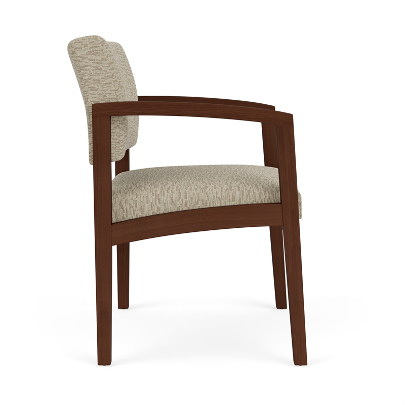 Lesro Industries Wood Waiting Reception Wide Guest Chair in Brown