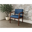 Lesro Industries Wood Waiting Reception Wide Guest Chair Wood Frame in Blue