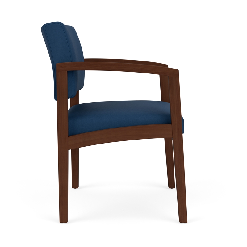 Lesro Industries Wood Waiting Reception Wide Guest Chair Wood Frame in Blue