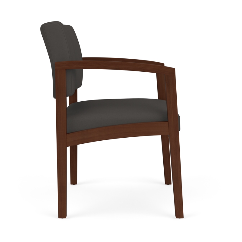 Lesro Industries Wood Waiting Reception Wide Guest Chair Wood Frame in Gray