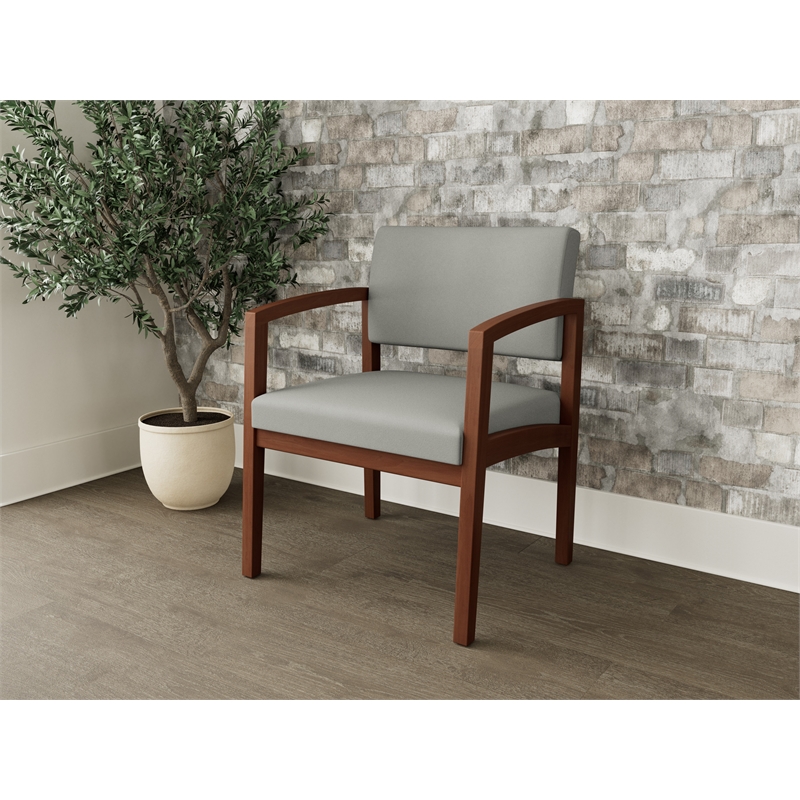 Lesro Industries Wood Waiting Reception Wide Guest Chair Wood Frame in Gray