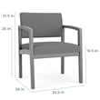 Lesro Industries Wood Waiting Reception Wide Guest Chair Wood Frame in Gray