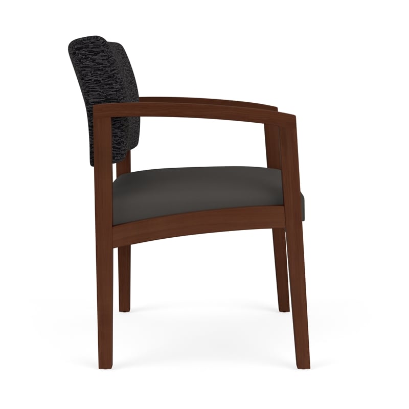 Lesro Industries Wood Waiting Reception Wide Guest Chair Wood Frame in Gray