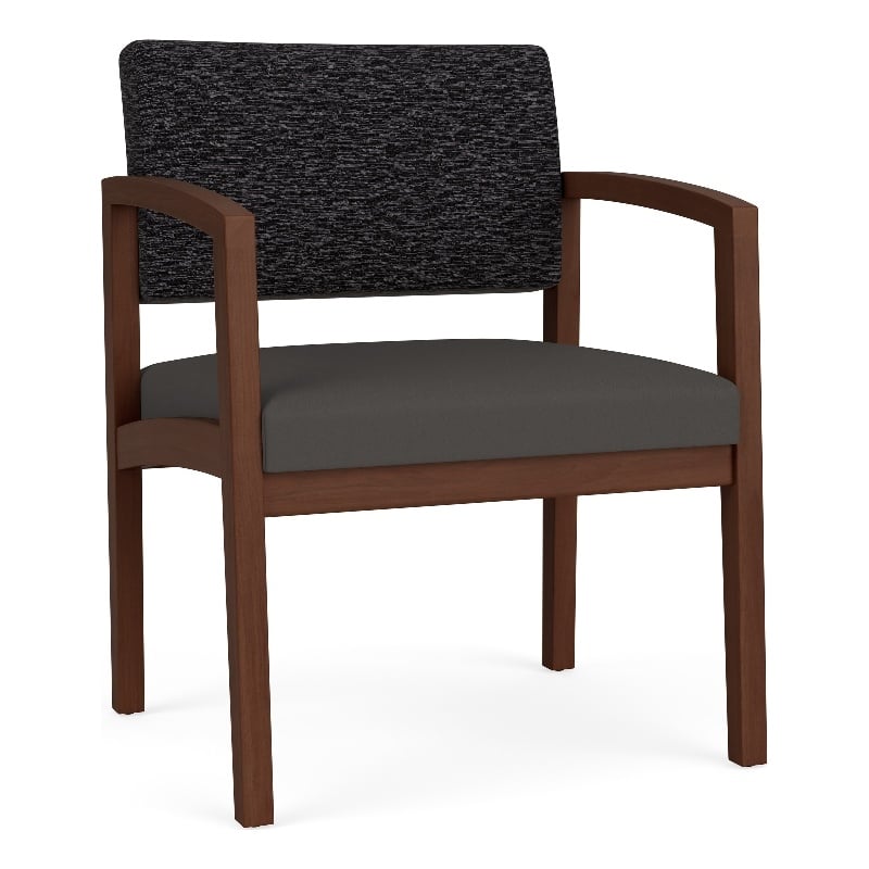 Lesro Industries Wood Waiting Reception Wide Guest Chair Wood Frame in Gray