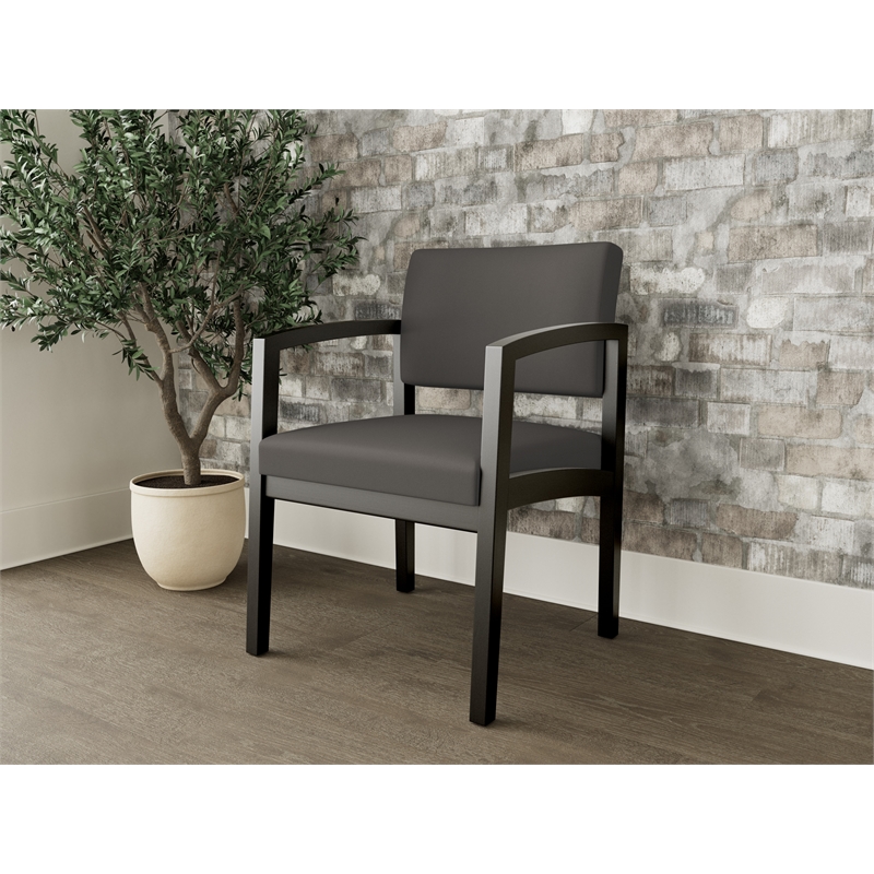 Lesro Industries Wood Waiting Reception Guest Chair Wood Frame in Gray