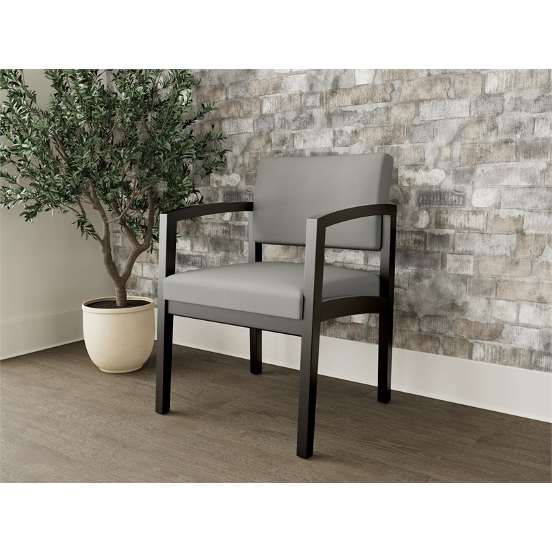 Lesro Industries Wood Waiting Reception Guest Chair Wood Frame in Gray