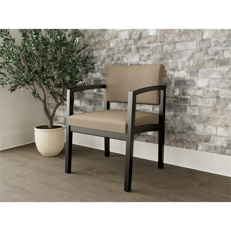 Lesro Industries Wood Waiting Reception Guest Chair Wood Frame in Brown