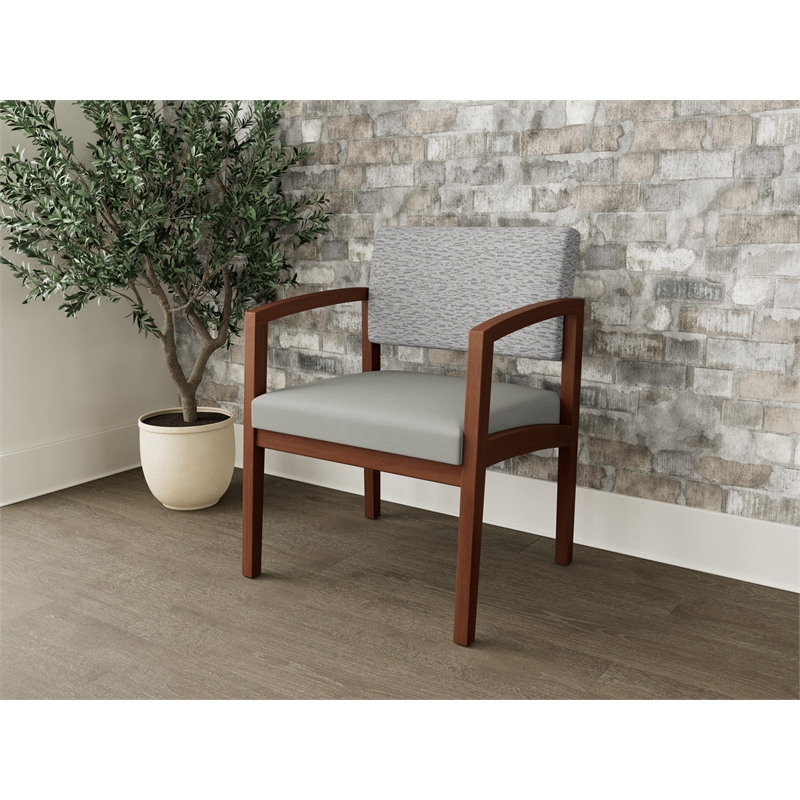 Lesro Industries Wood Waiting Reception Wide Guest Chair Wood Frame in Gray