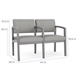 Lesro Industries Wood Waiting Reception 2 Seat Tandem Seating in Gray