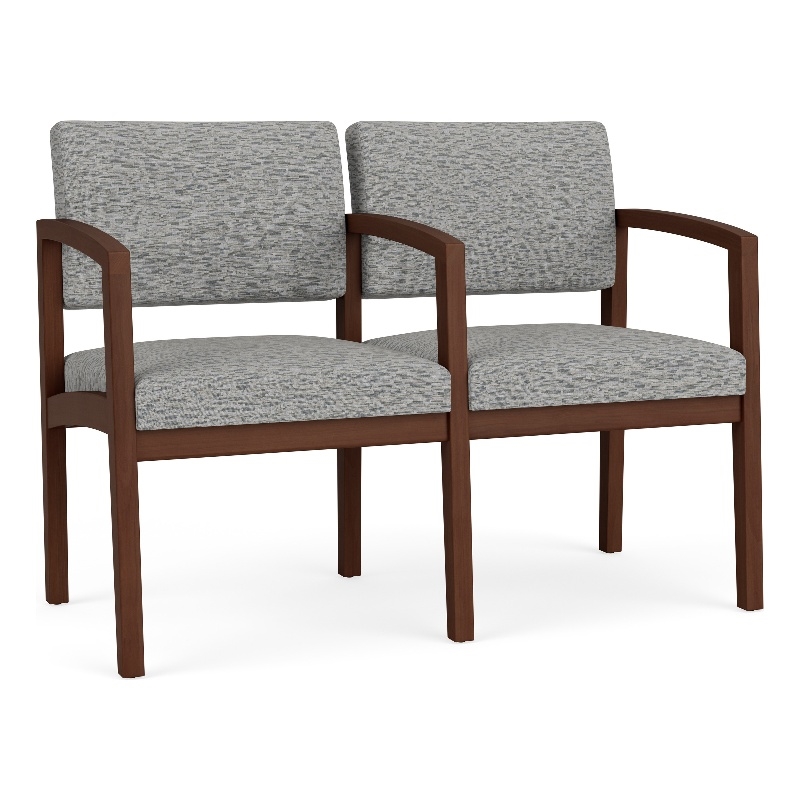 Lesro Industries Wood Waiting Reception 2 Seat Tandem Seating in Gray