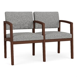 Lesro Industries Wood Waiting Reception 2 Seat Tandem Seating in Gray