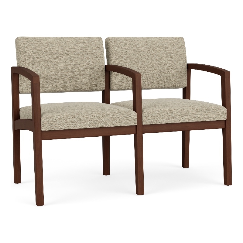 Lesro Industries Wood Waiting Reception 2 Seat Tandem Seating in Brown