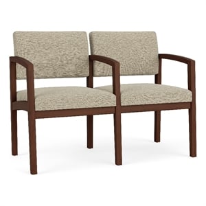 Lesro Industries Wood Waiting Reception 2 Seat Tandem Seating in Brown