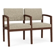 Lesro Industries Wood Waiting Reception 2 Seat Tandem Seating in Brown