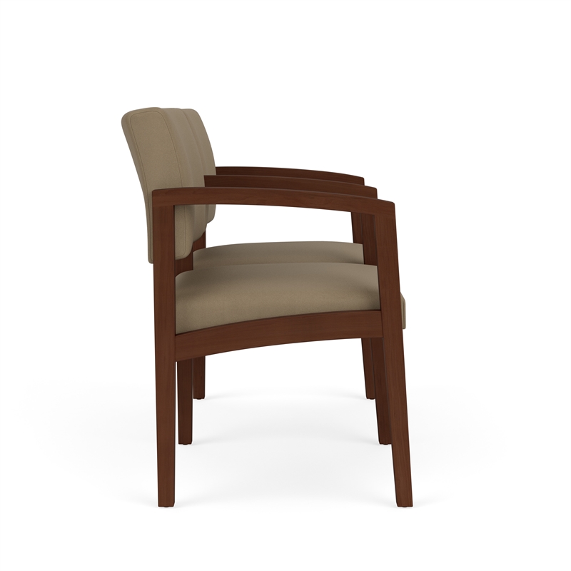 Lesro Industries Wood Waiting Reception 2 Seat Tandem Seating in Brown