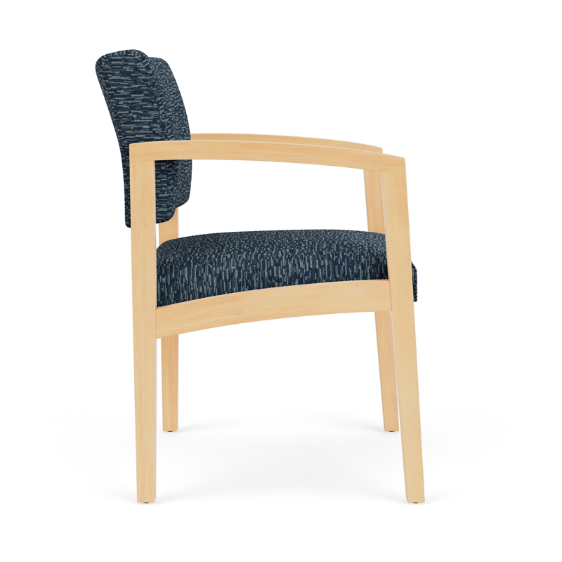 Lesro Industries Wood Waiting Reception Guest Chair Wood Frame in Blue