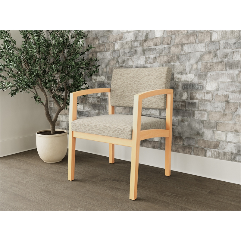 Lesro Industries Wood Waiting Reception Guest Chair Wood Frame in Brown