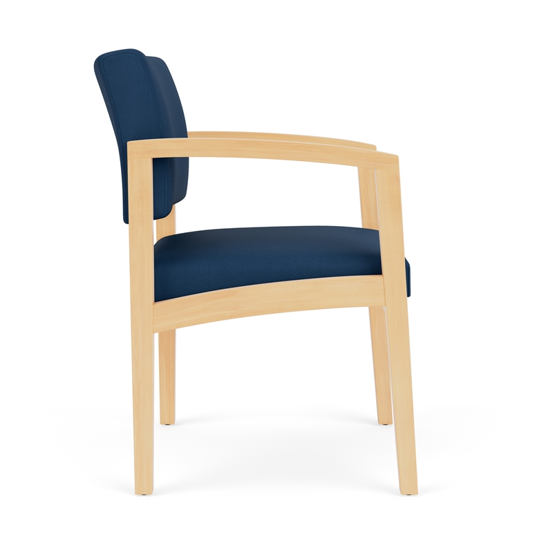 Lesro Industries Wood Waiting Reception Guest Chair Wood Frame in Blue