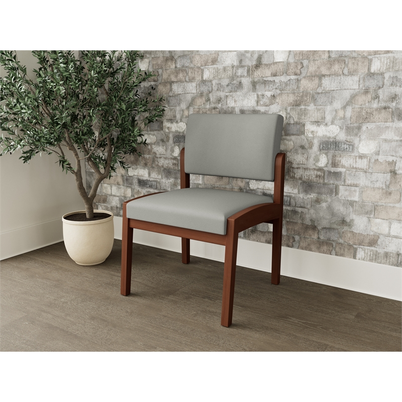 Lesro Industries Wood Waiting Reception Armless Guest Chair in Gray