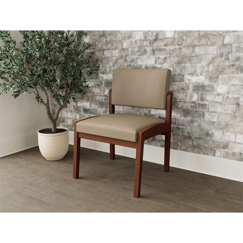 Lesro Industries Wood Waiting Reception Armless Guest Chair in Brown