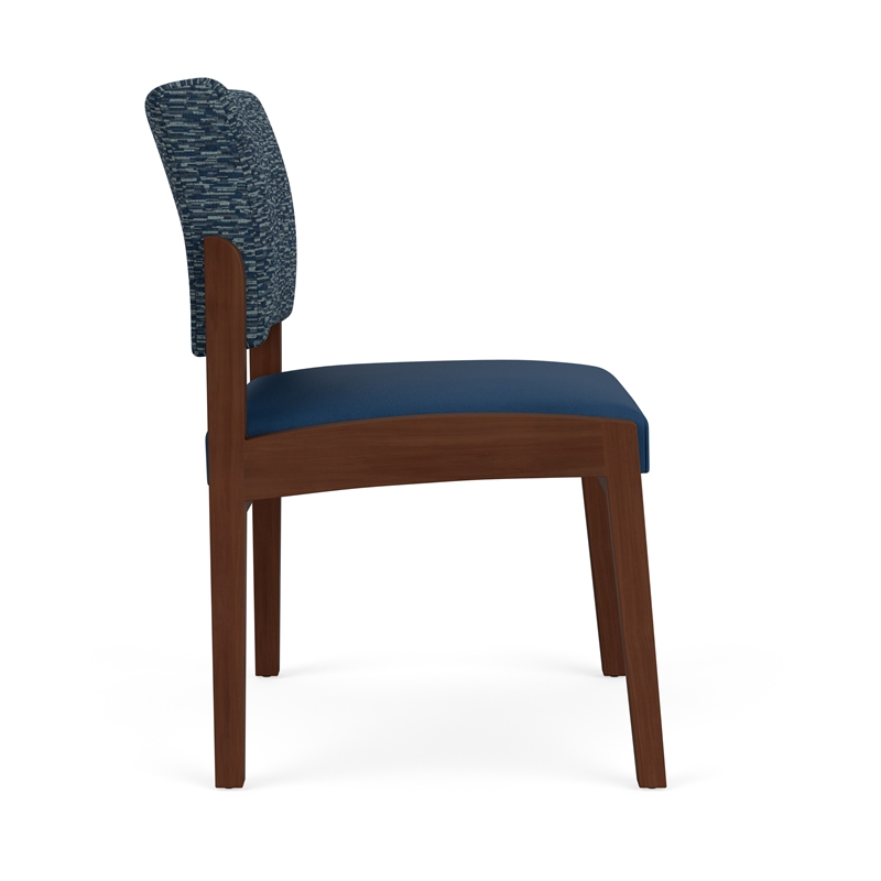 Lesro Industries Wood Waiting Reception Armless Guest Chair in Blue