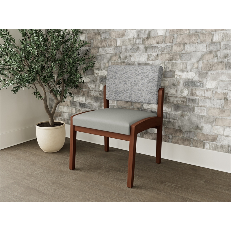 Lesro Industries Wood Waiting Reception Armless Guest Chair in Gray