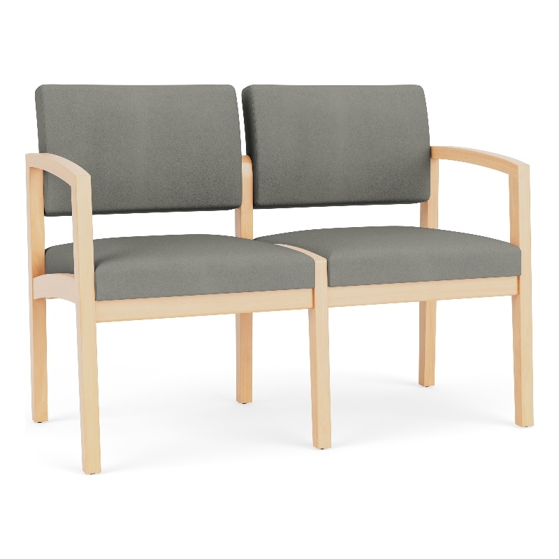 Lesro Industries Wood Waiting Reception 2 Seat Sofa Wood Frame in Gray
