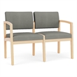 Lesro Industries Wood Waiting Reception 2 Seat Sofa Wood Frame in Gray