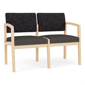 Lesro Industries Wood Waiting Reception 2 Seat Sofa Wood Frame in Gray