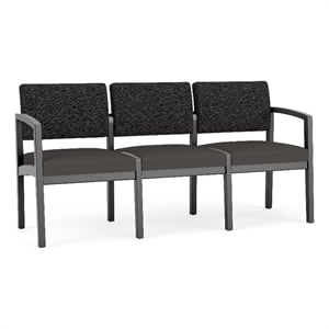 Lesro Industries Wood Waiting Reception 3 Seat Sofa Wood Frame in Gray