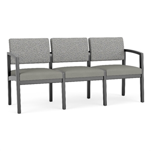 Lesro Industries Wood Waiting Reception 3 Seat Sofa Wood Frame in Gray