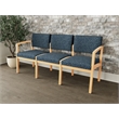 Lesro Industries Wood Waiting Reception 3 Seat Sofa Wood Frame in Blue