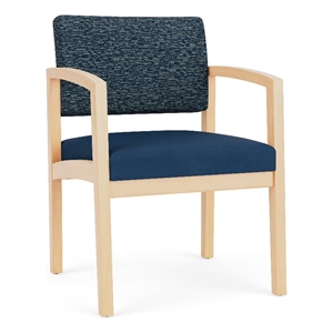 Lesro Industries Wood Waiting Reception Guest Chair Wood Frame in Blue