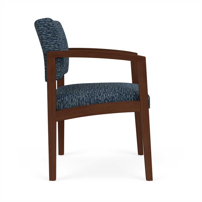 Lesro Industries Wood Waiting Reception Guest Chair Wood Frame in Blue
