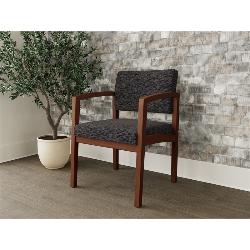 Lesro Industries Wood Waiting Reception Guest Chair Wood Frame in Black
