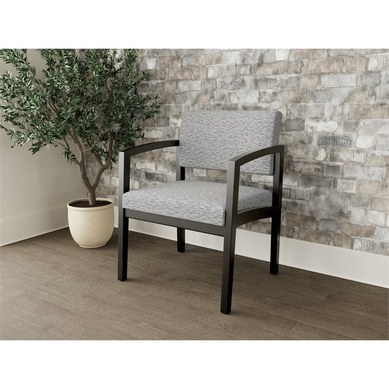 Lesro Industries Wood Waiting Reception Wide Guest Chair Wood Frame in Gray