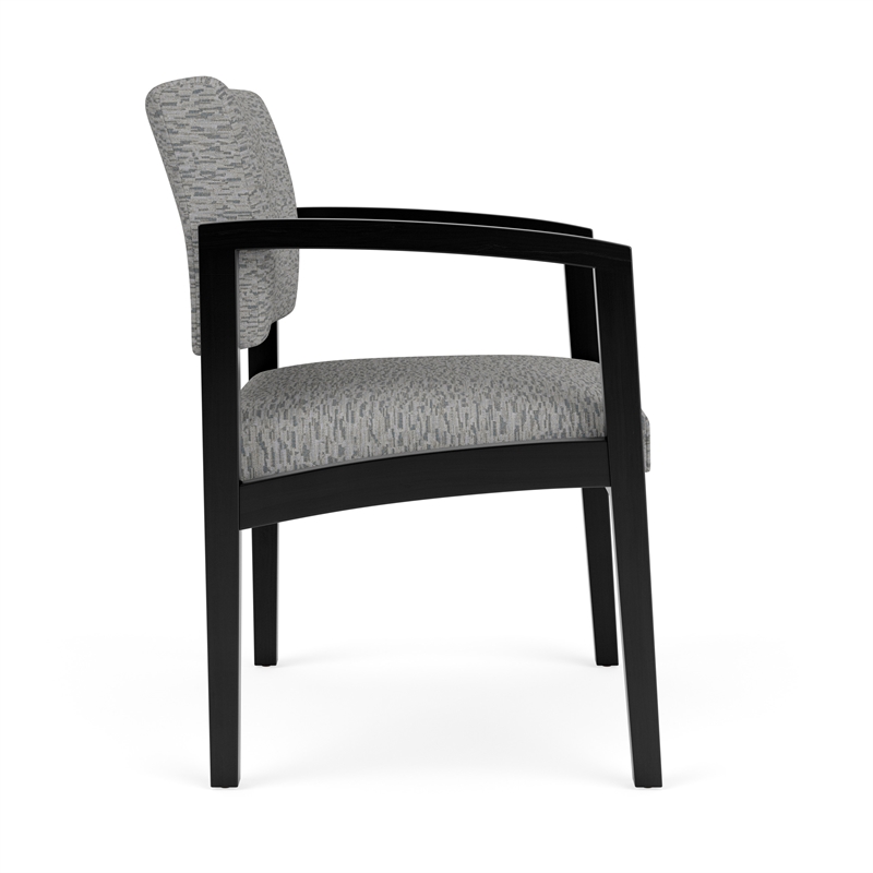 Lesro Industries Wood Waiting Reception Wide Guest Chair Wood Frame in Gray