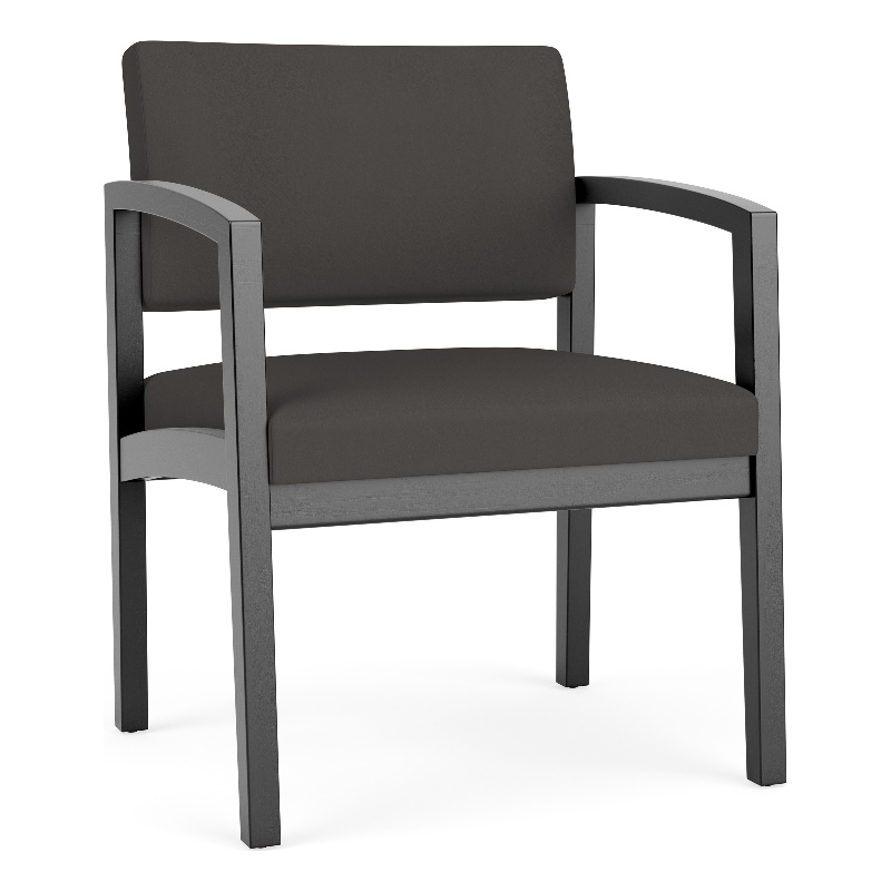 Lesro Industries Wood Waiting Reception Wide Guest Chair Wood Frame in Gray
