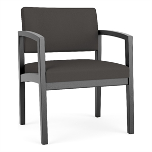 Lesro Industries Wood Waiting Reception Wide Guest Chair Wood Frame in Gray