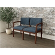 Lesro Industries Wood Waiting Reception 2 Seat Sofa Wood Frame in Blue