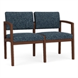 Lesro Industries Wood Waiting Reception 2 Seat Sofa Wood Frame in Blue