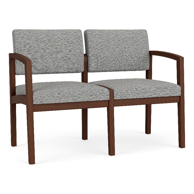 Lesro Industries Wood Waiting Reception 2 Seat Sofa Wood Frame in Gray