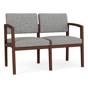 Lesro Industries Wood Waiting Reception 2 Seat Sofa Wood Frame in Gray