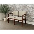 Lesro Industries Wood Waiting Reception 2 Seat Sofa Wood Frame in Brown