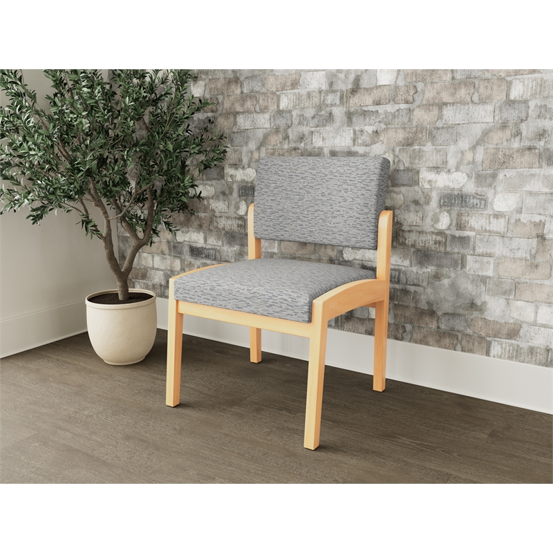 Lesro Industries Wood Waiting Reception Armless Guest Chair in Gray